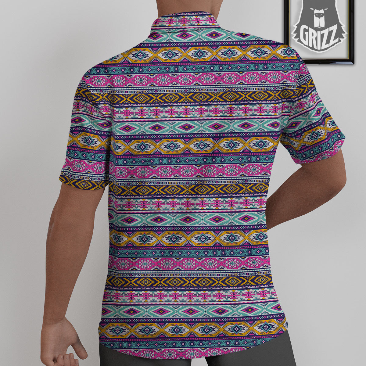 Aztec Bright Colors Print Pattern Untucked Shirts-grizzshop