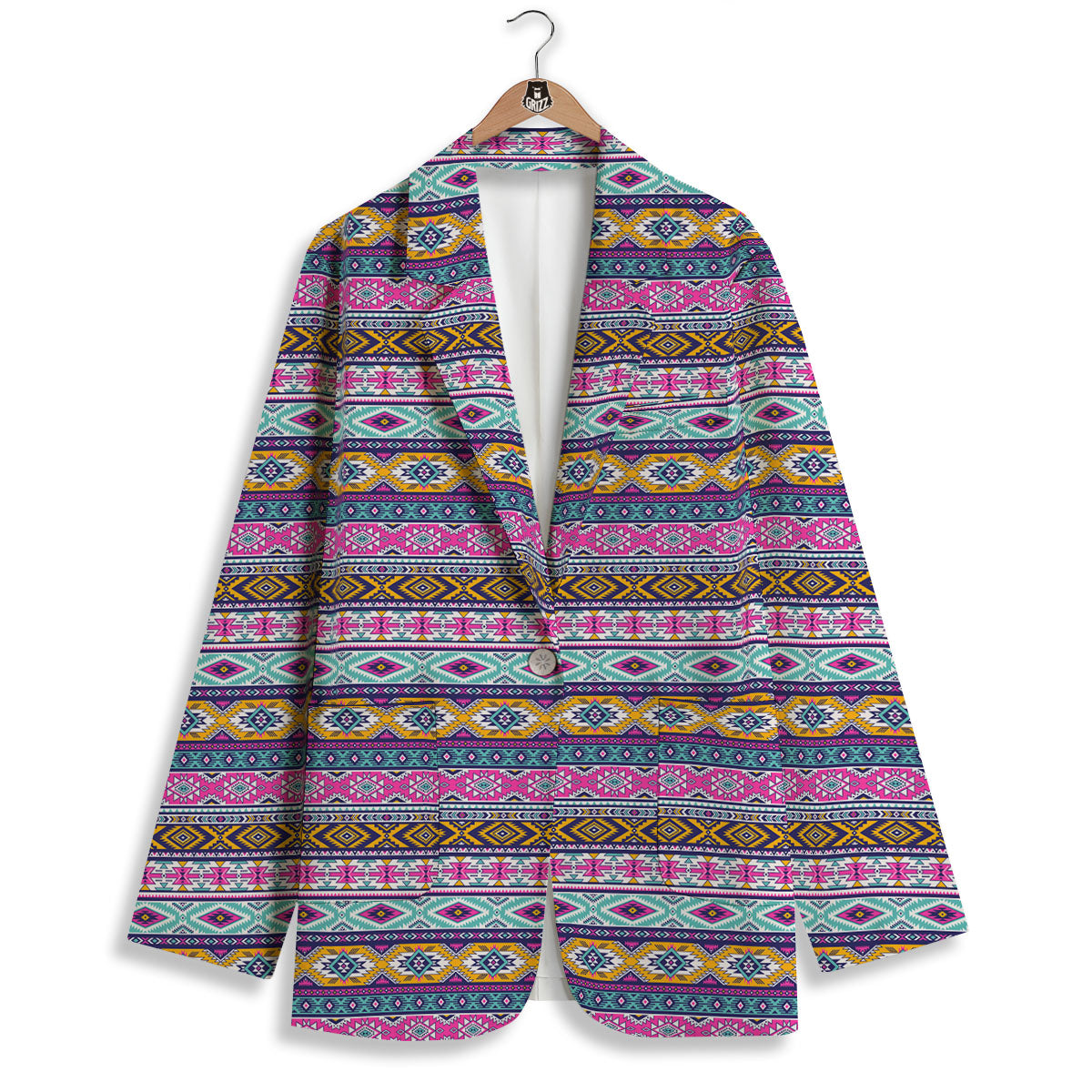 Aztec Bright Colors Print Pattern Women's Blazer-grizzshop