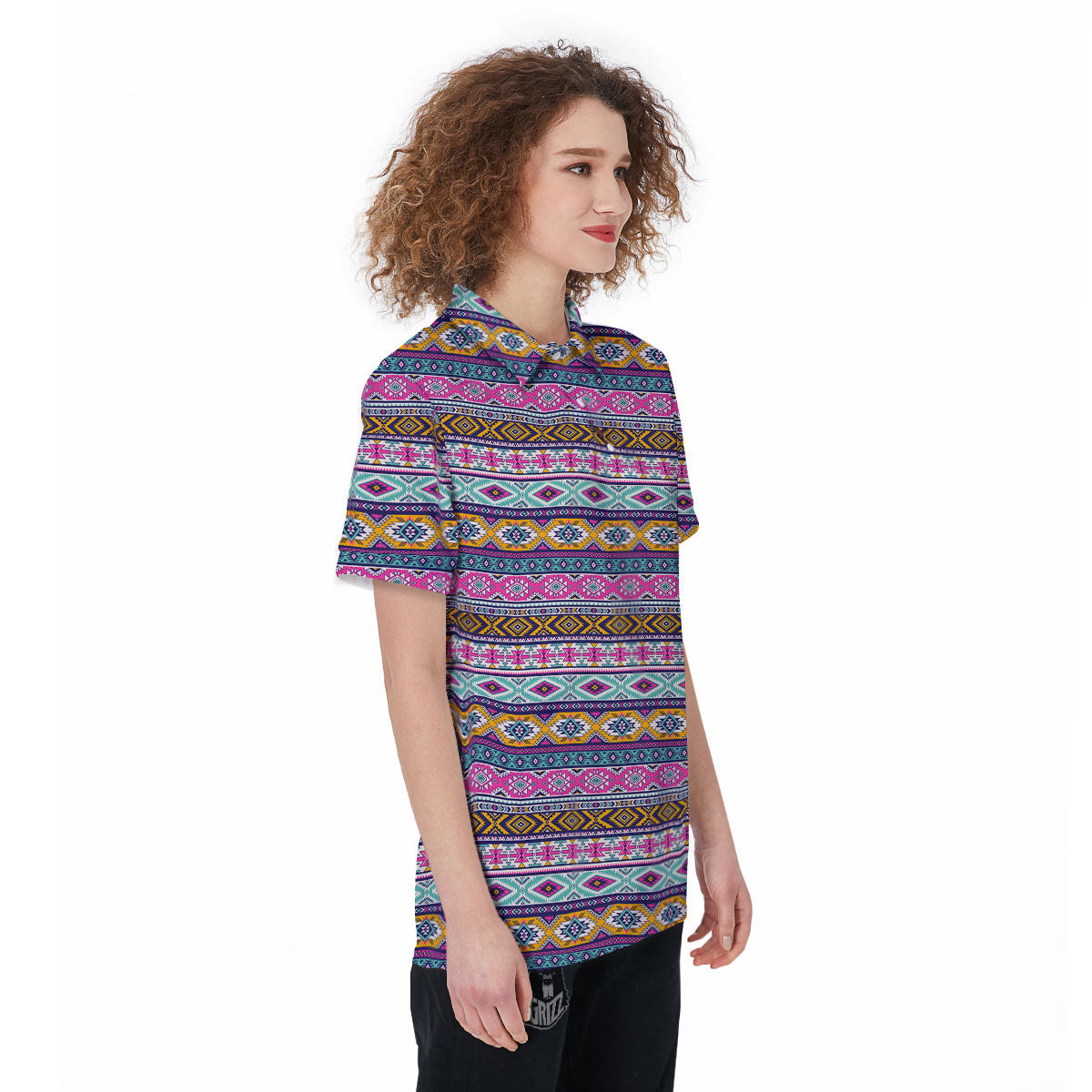 Aztec Bright Colors Print Pattern Women's Golf Shirts-grizzshop