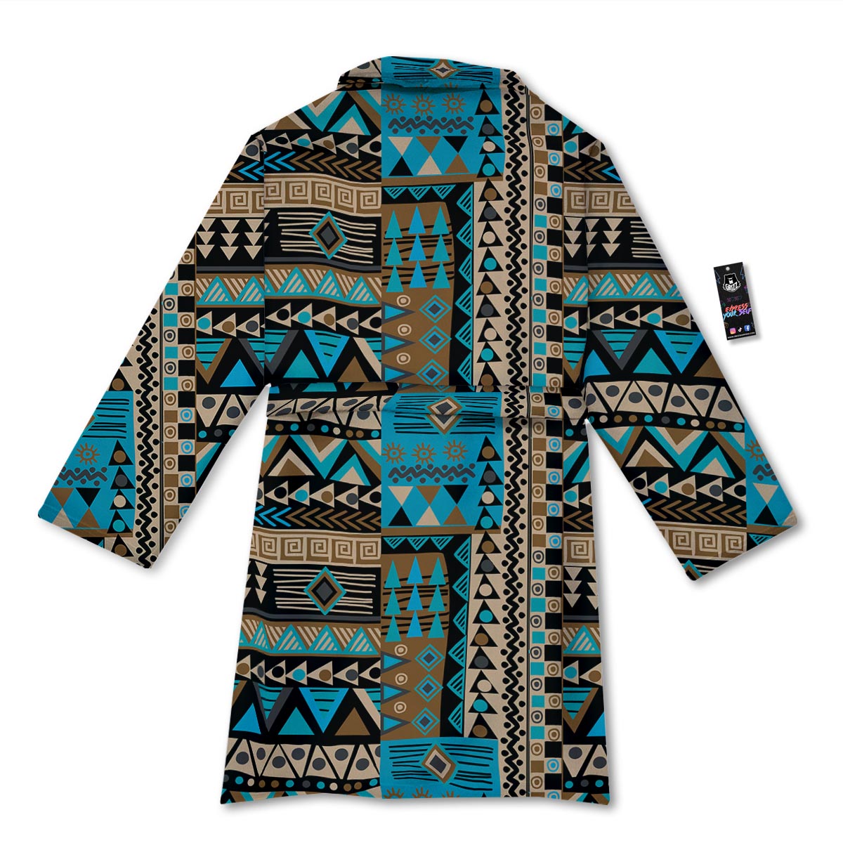 Aztec Brown And Teal Print Pattern Bathrobe-grizzshop