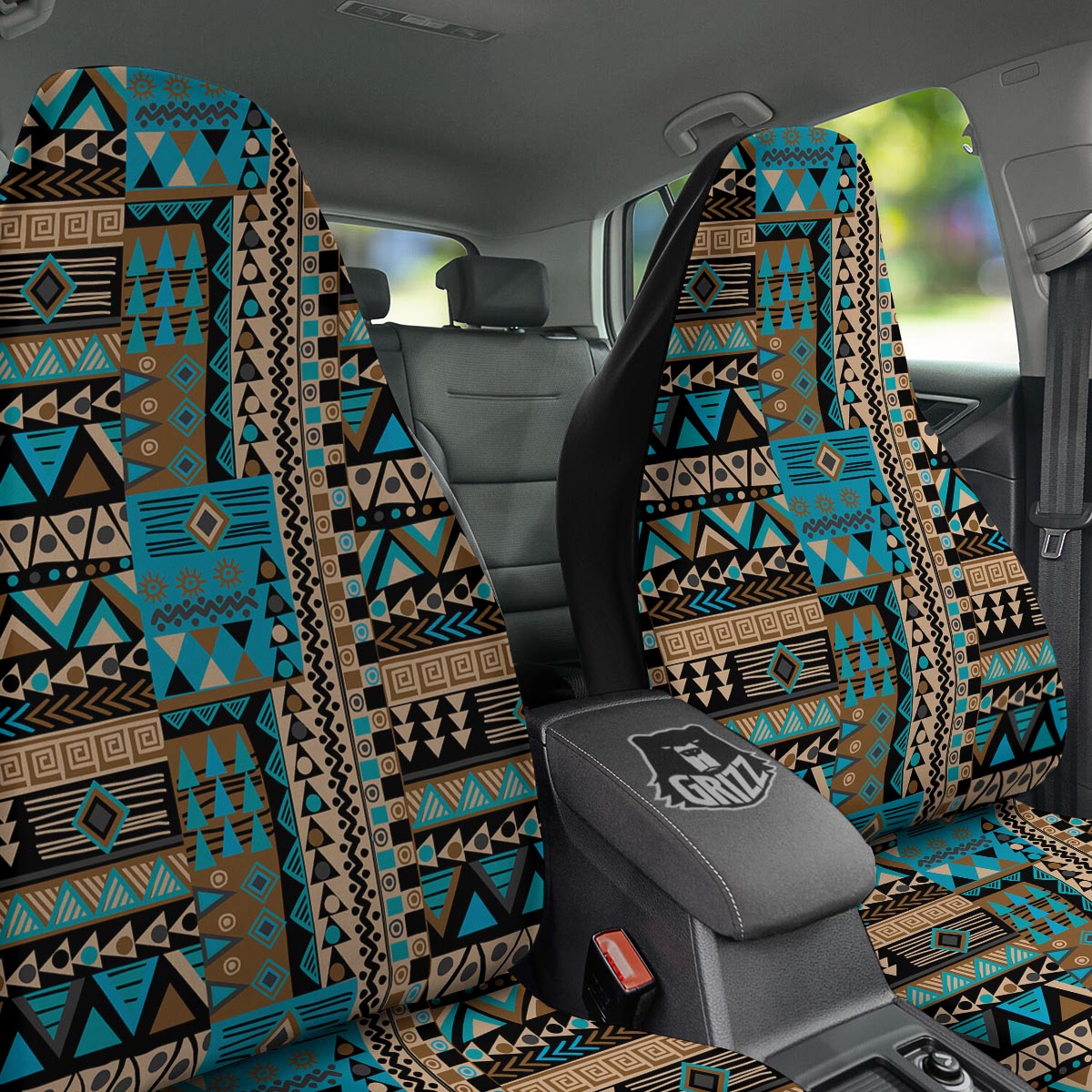 Aztec Brown And Teal Print Pattern Car Seat Covers-grizzshop