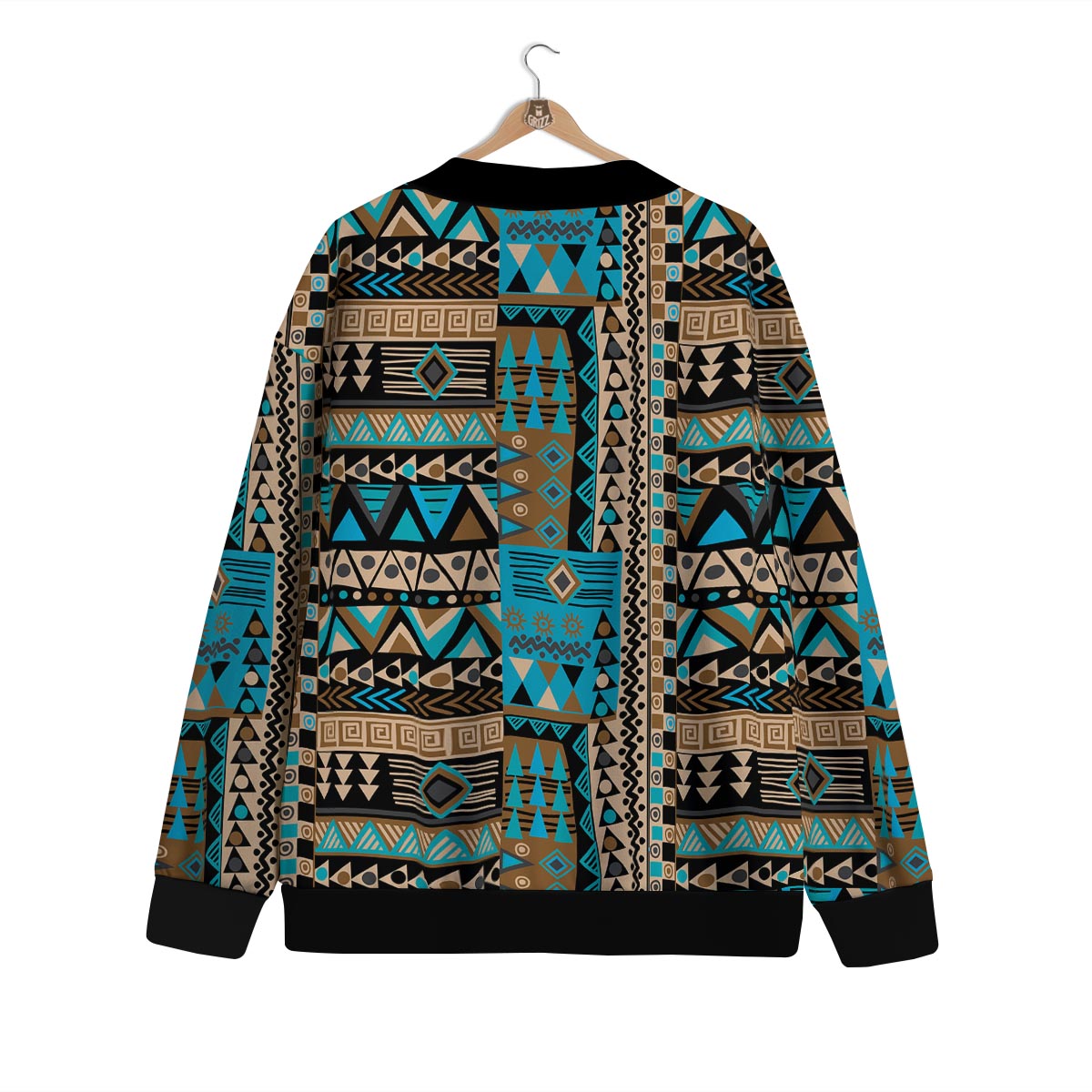 Aztec Brown And Teal Print Pattern Cardigan-grizzshop