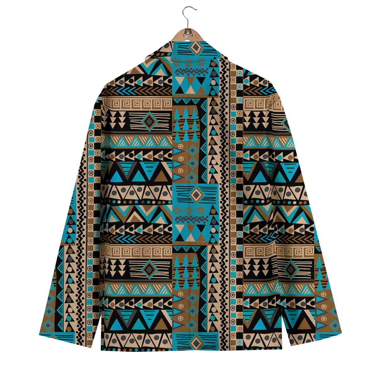 Aztec Brown And Teal Print Pattern Men's Blazer-grizzshop