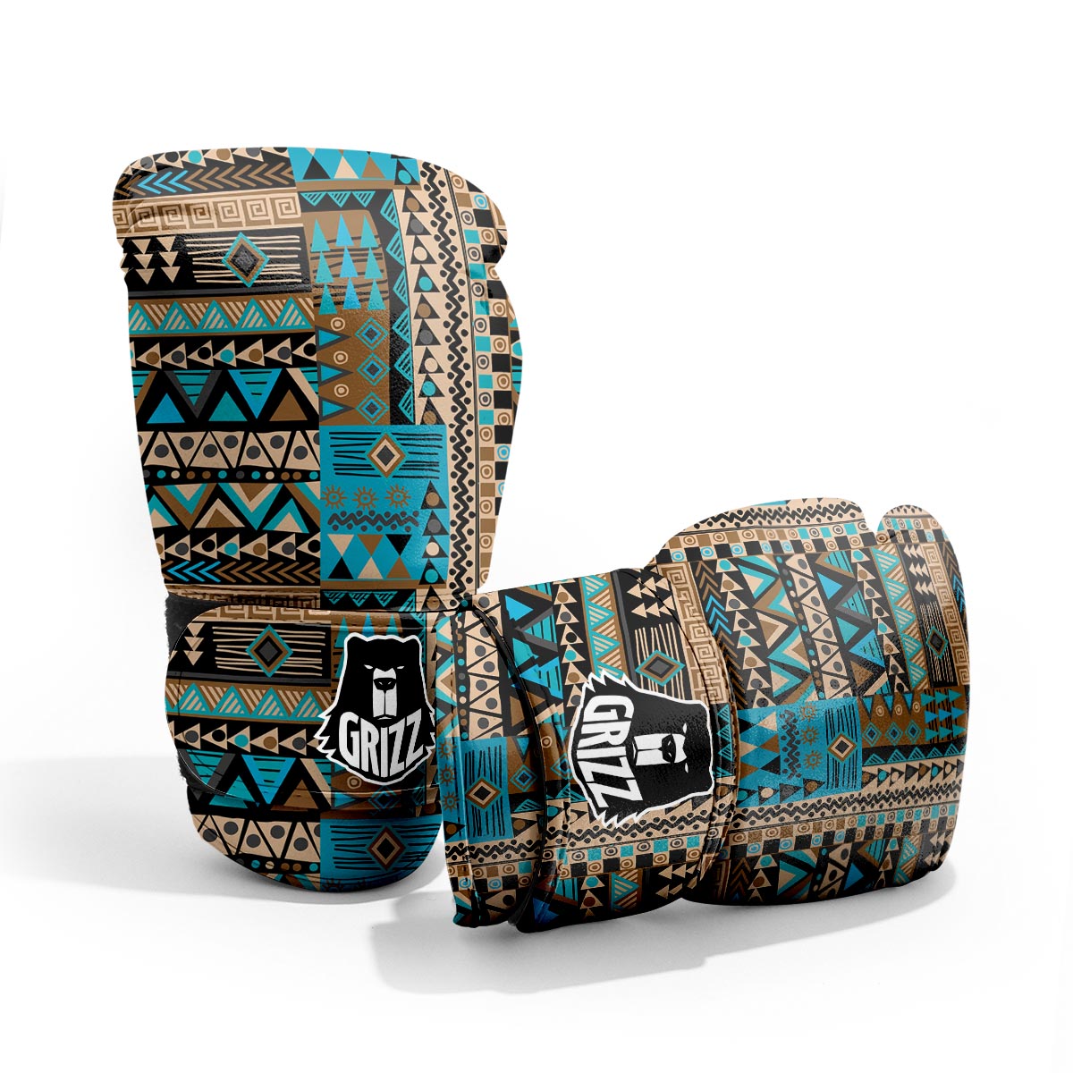 Aztec Brown And Teal Print Pattern Pro Boxing Glove