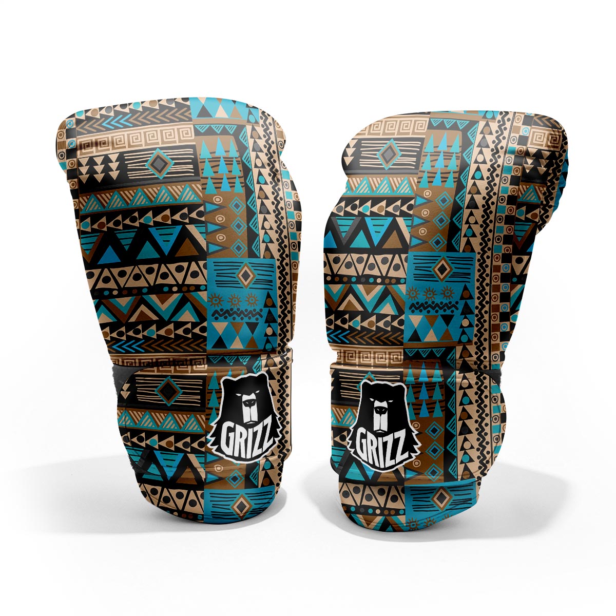 Aztec Brown And Teal Print Pattern Pro Boxing Glove