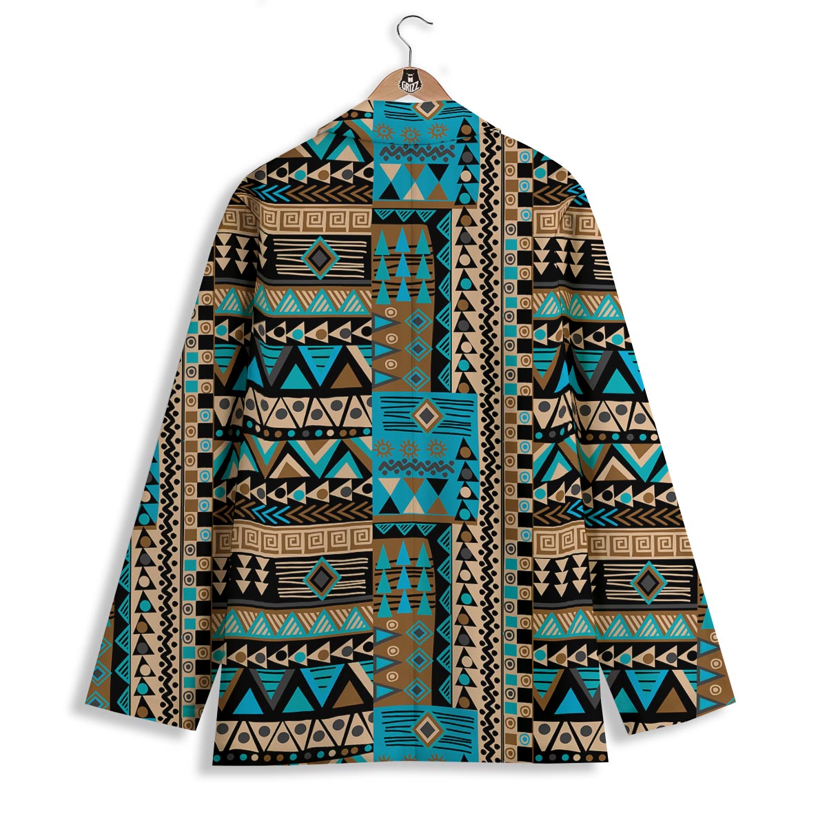 Aztec Brown And Teal Print Pattern Women's Blazer-grizzshop