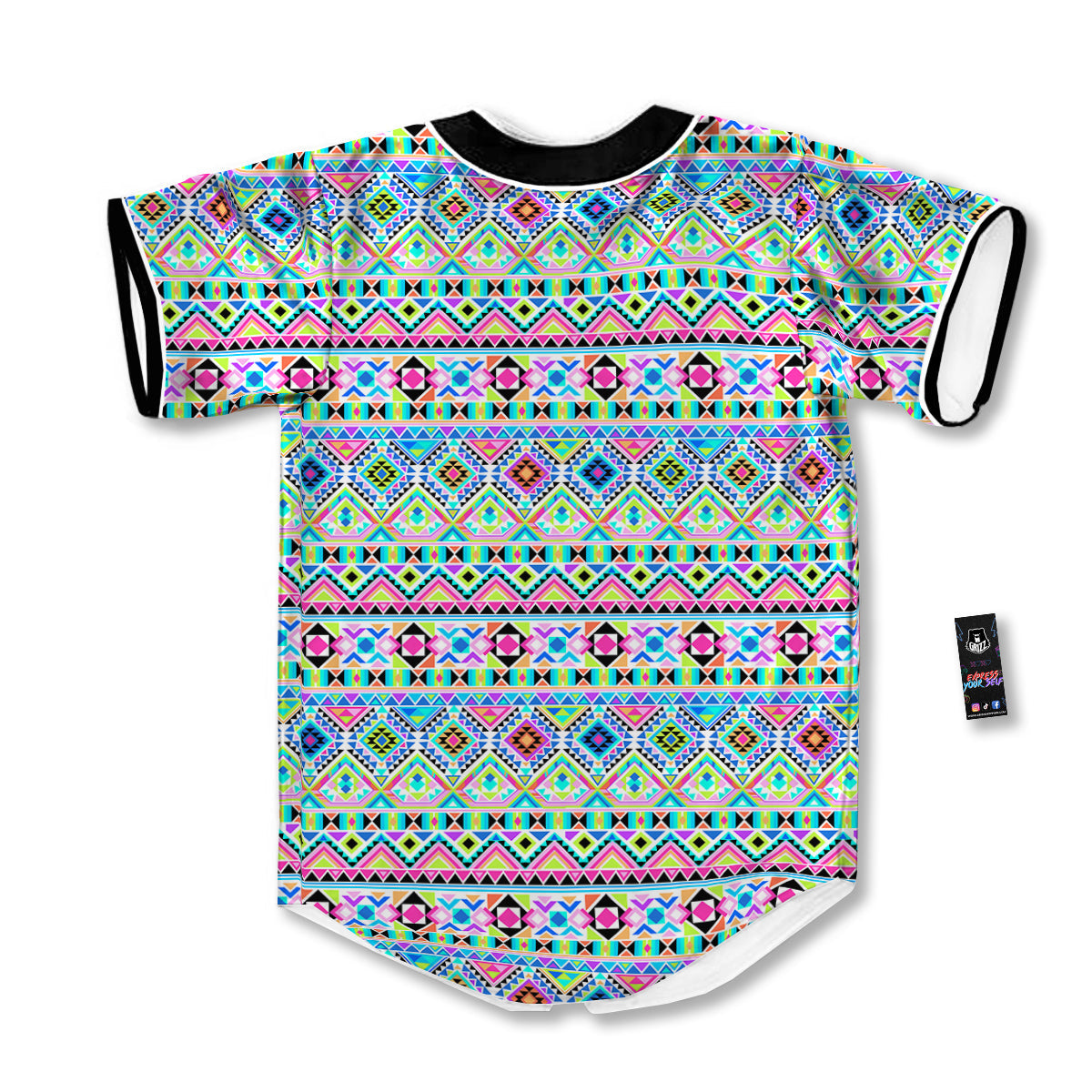 Aztec Colorful Print Pattern Baseball Jersey-grizzshop