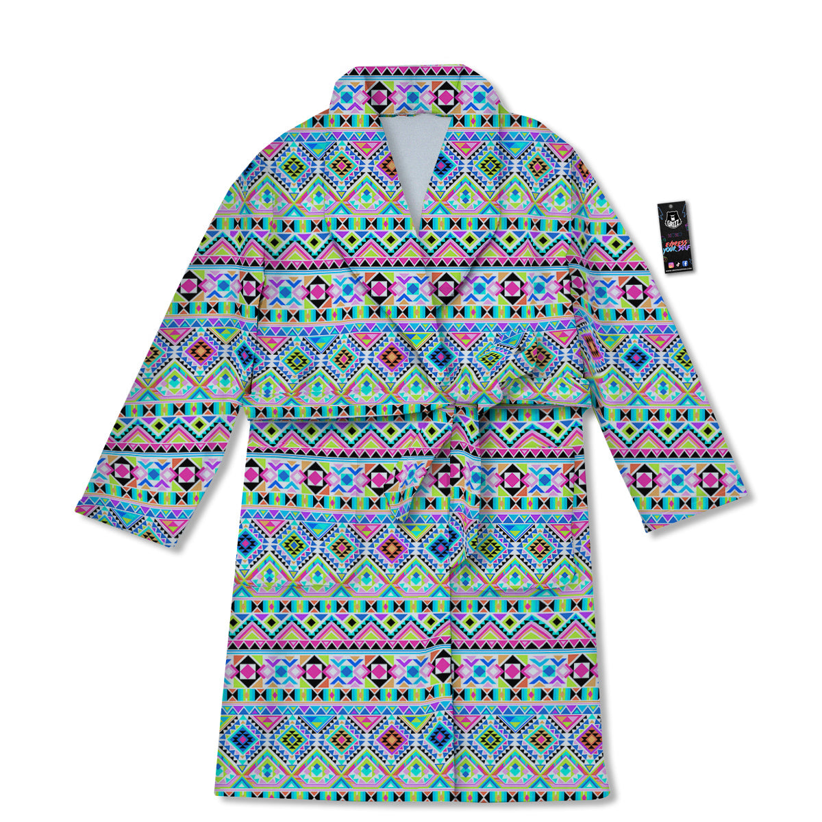 Aztec Colorful Print Pattern Bathrobe-grizzshop