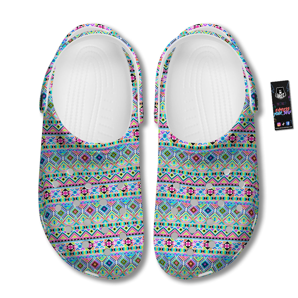Aztec Colorful Print Pattern Clog-grizzshop