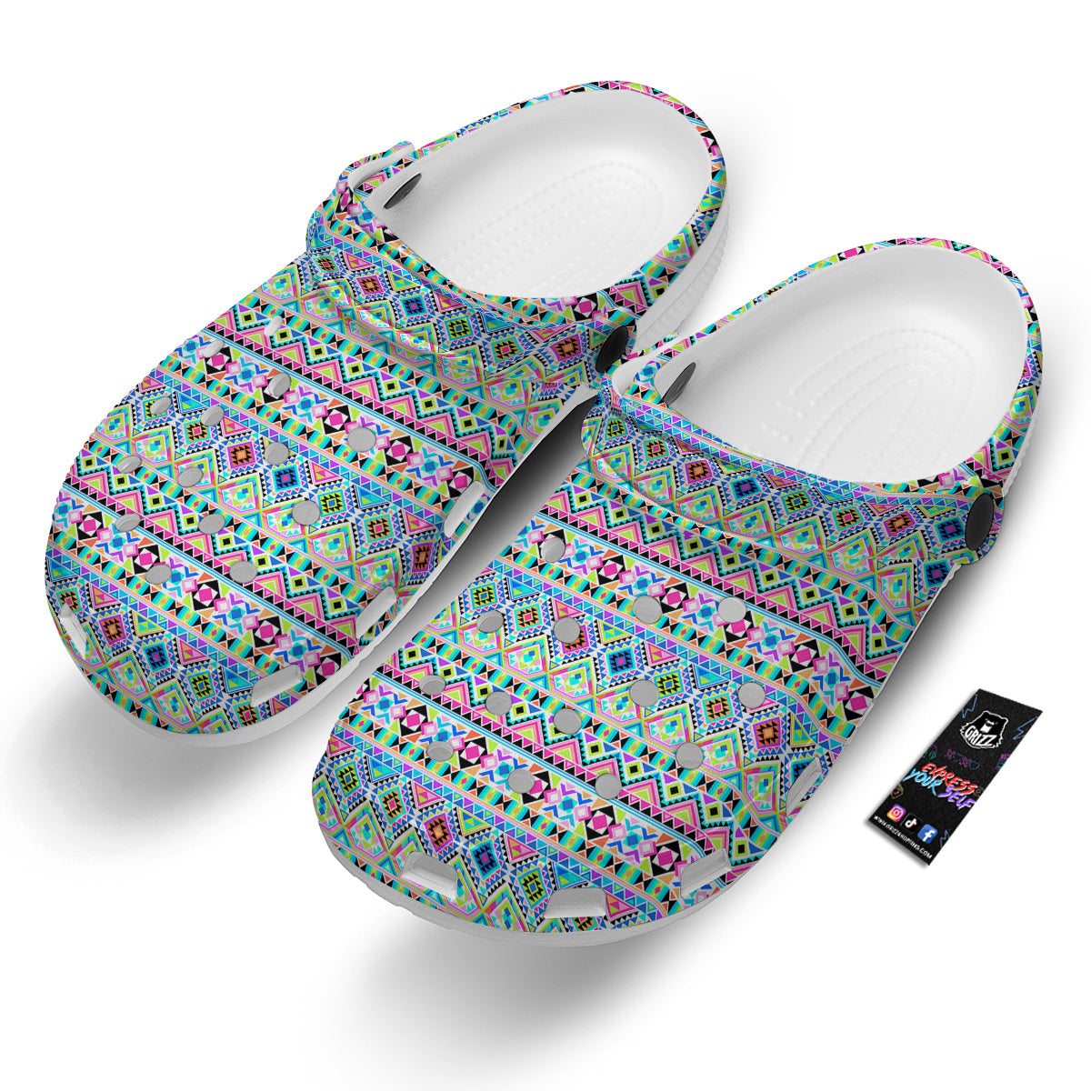 Aztec Colorful Print Pattern Clog-grizzshop