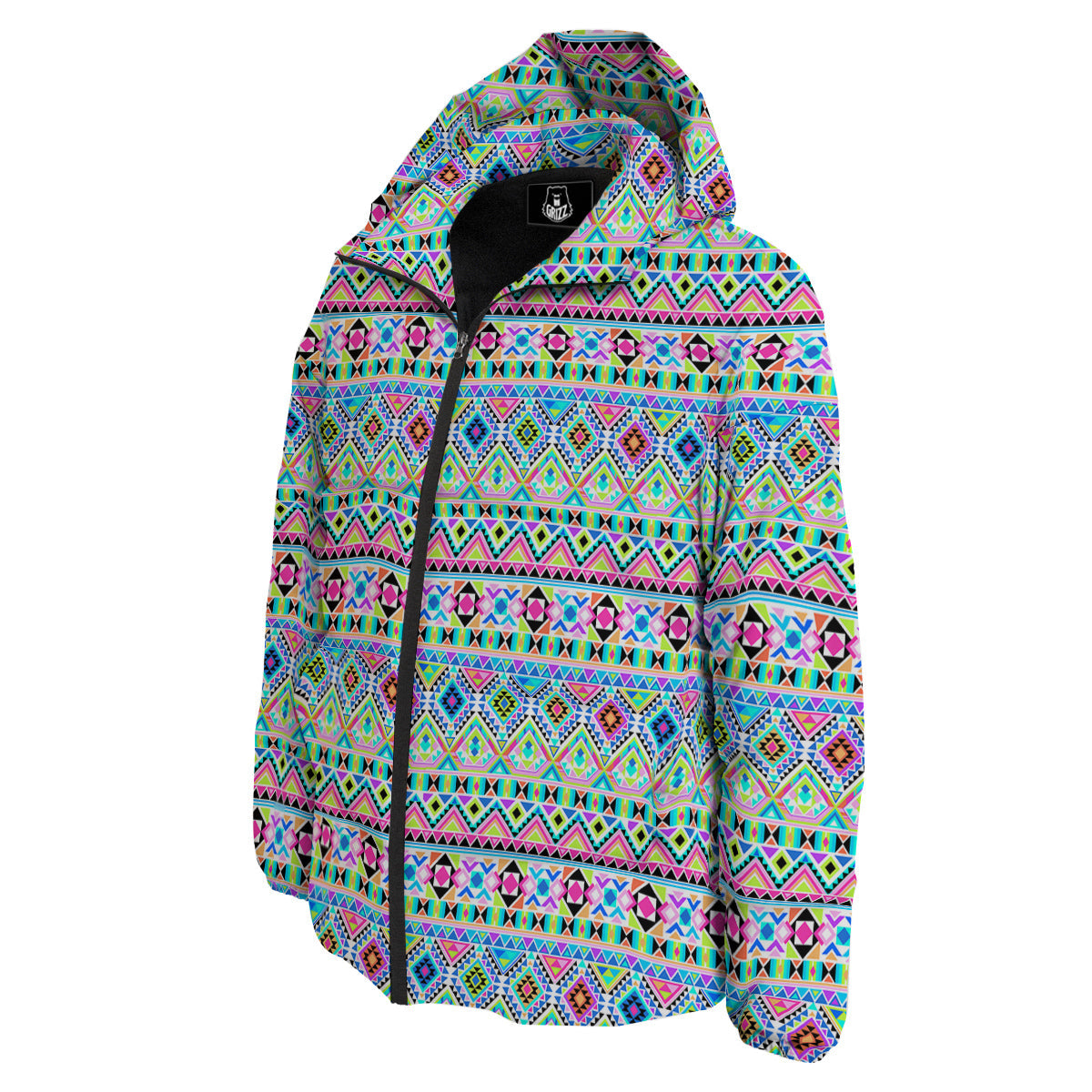 Aztec Colorful Print Pattern Down Jacket-grizzshop