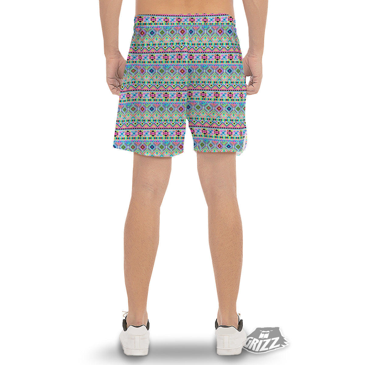 Aztec Colorful Print Pattern Men's Gym Shorts-grizzshop