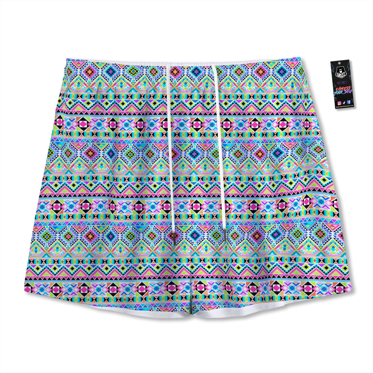 Artwork Glitter Gold Print Mesh Shorts