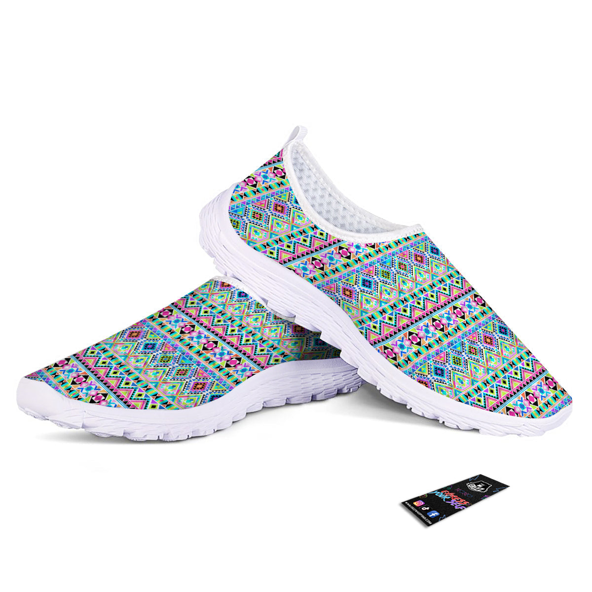 Aztec Colorful Print Pattern Nurse Shoes-grizzshop