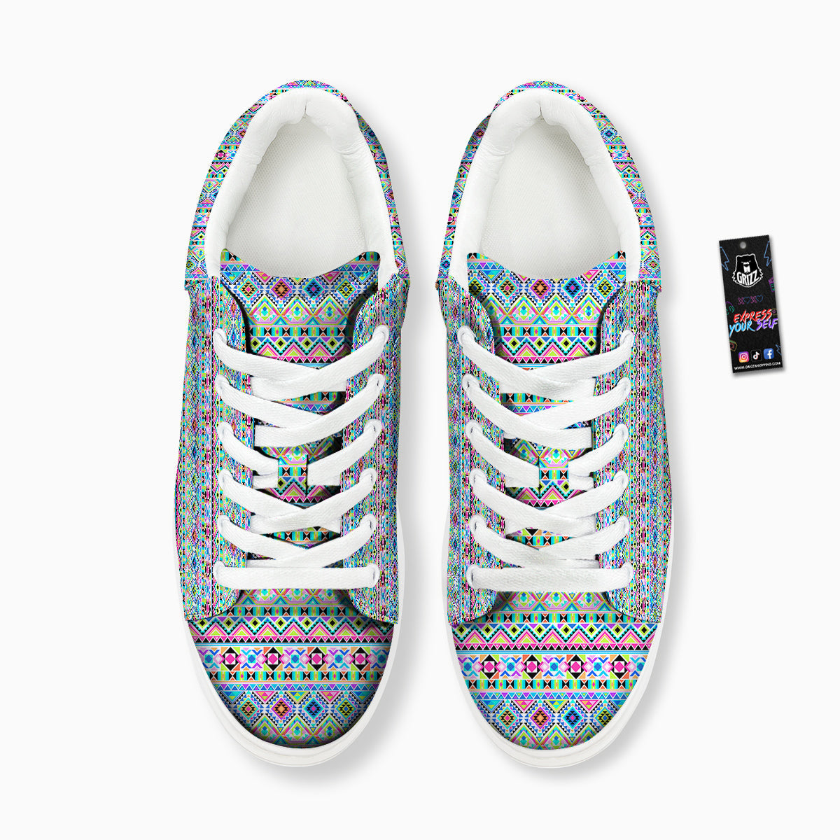 Aztec Colorful Print Pattern Platform Shoes-grizzshop