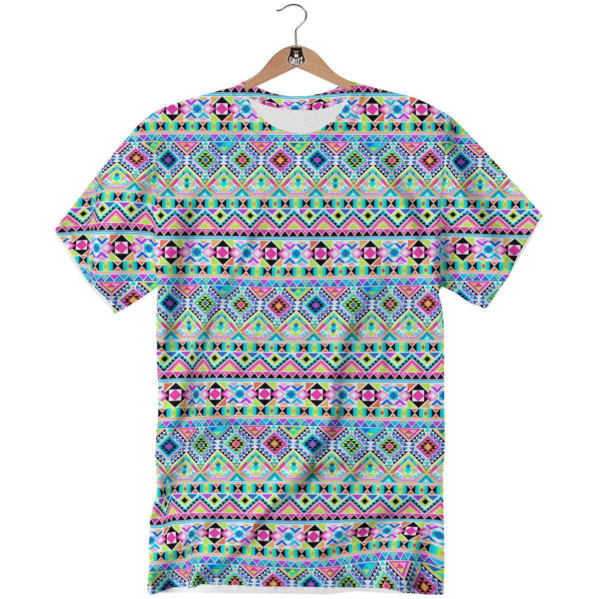 Aztec Colorful Print Pattern T-Shirt-grizzshop