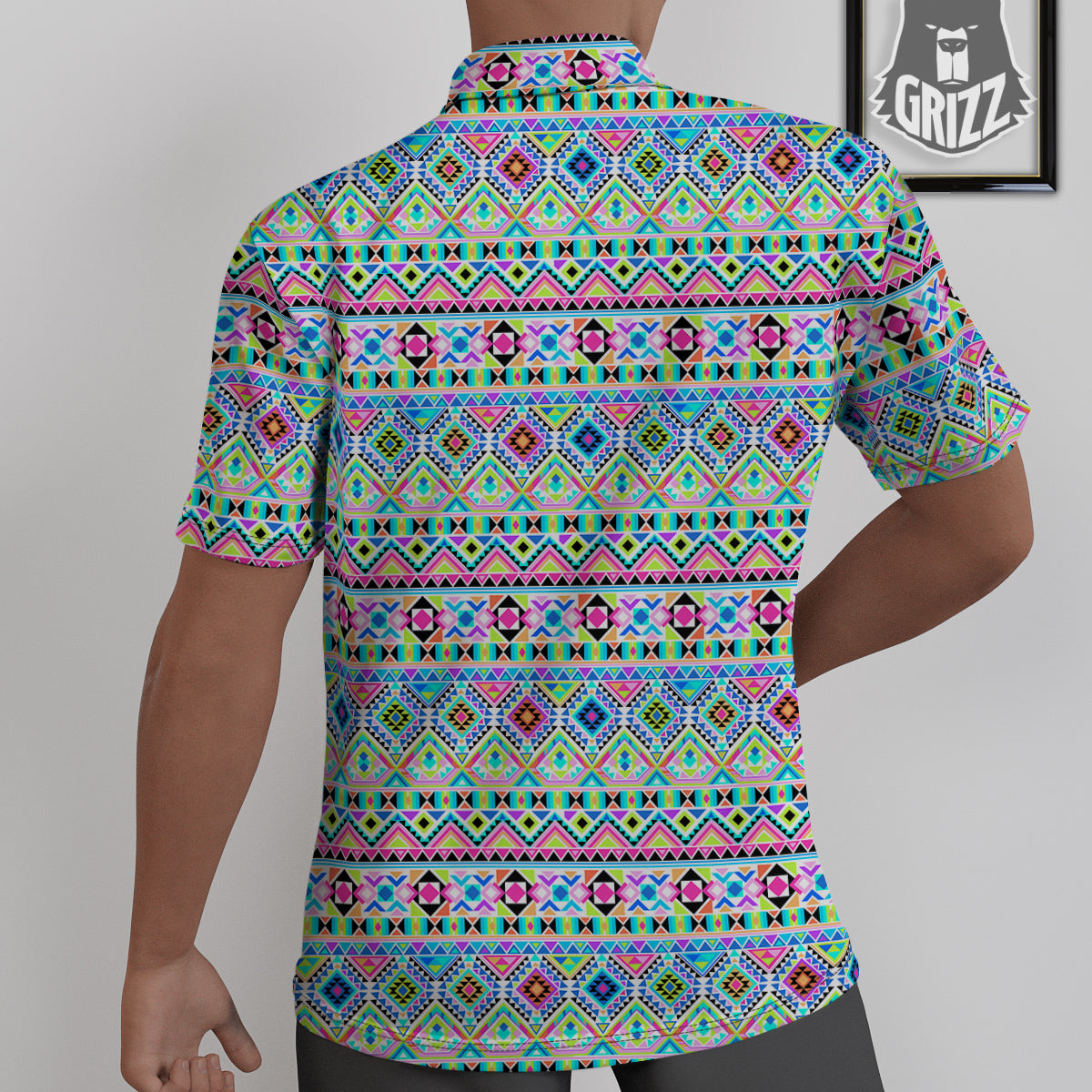 Aztec Colorful Print Pattern Untucked Shirts-grizzshop