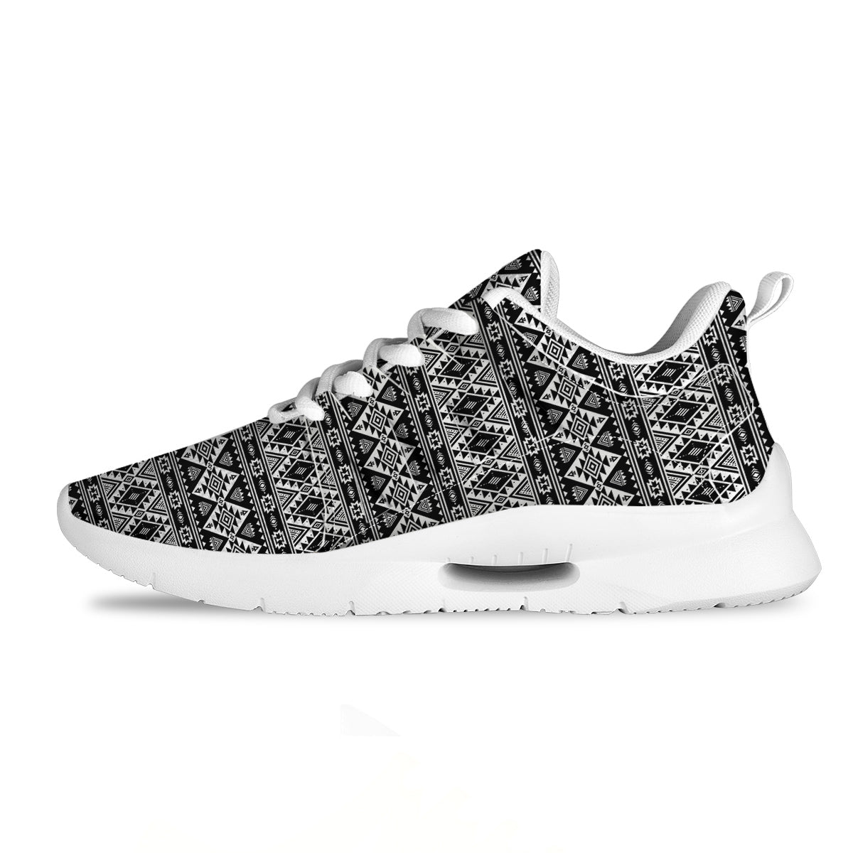 Aztec Dark Grey Print Pattern Tennis Shoes-grizzshop