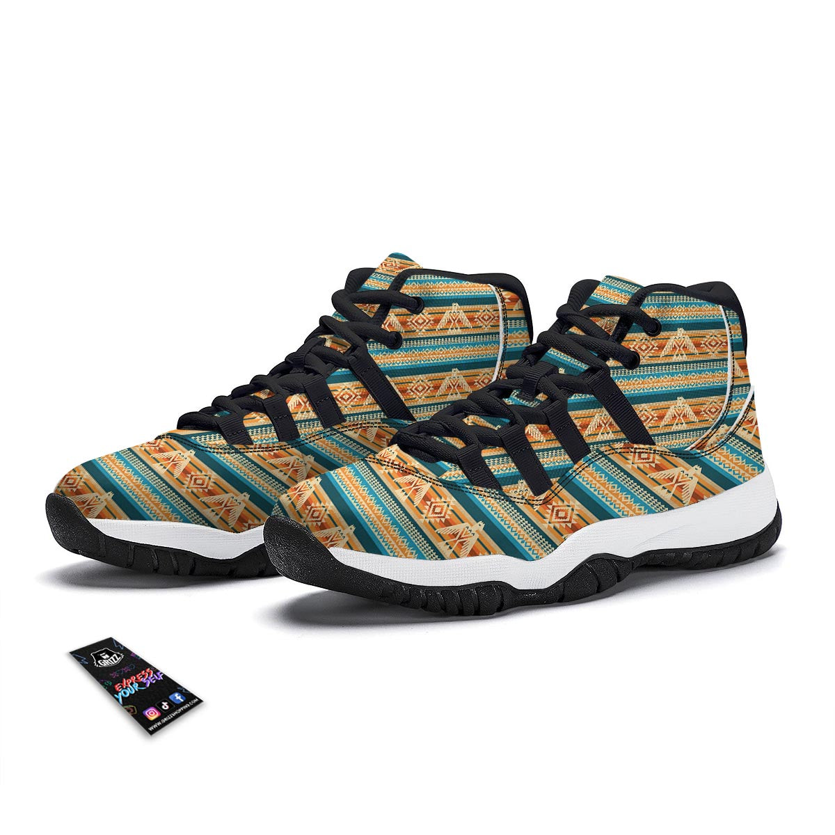 Aztec Eagle Print Pattern Black Bball Shoes-grizzshop
