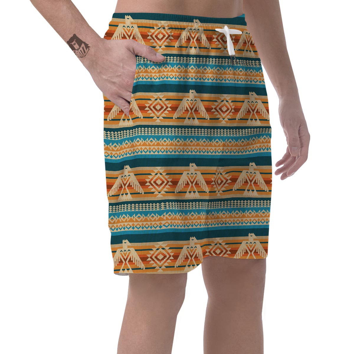 Aztec Eagle Print Pattern Men's Shorts-grizzshop