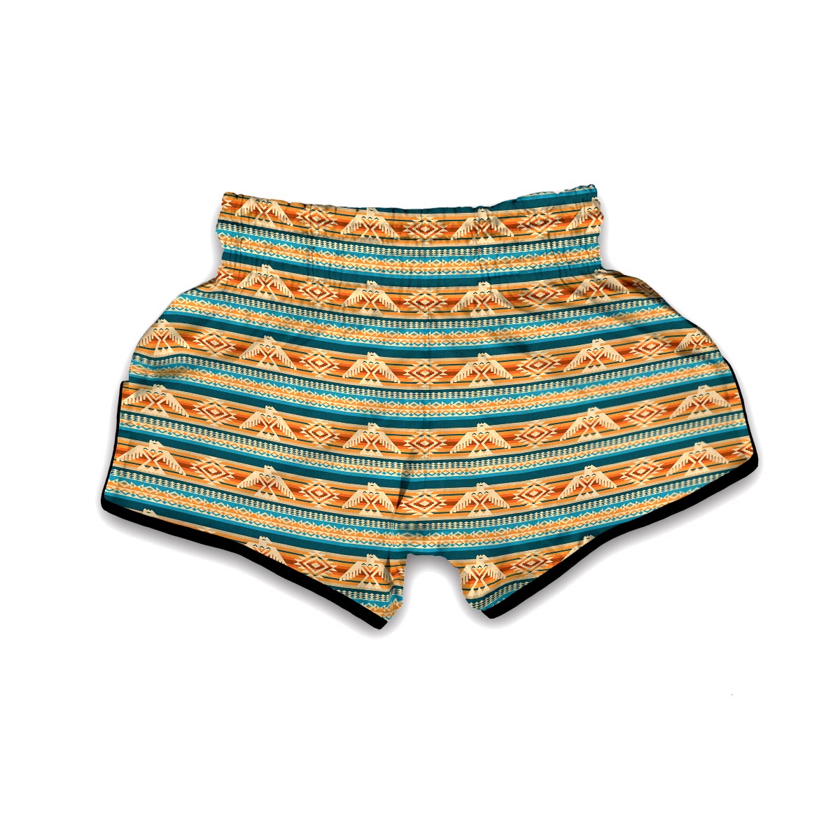 Aztec Eagle Print Pattern Muay Thai Boxing Shorts-grizzshop