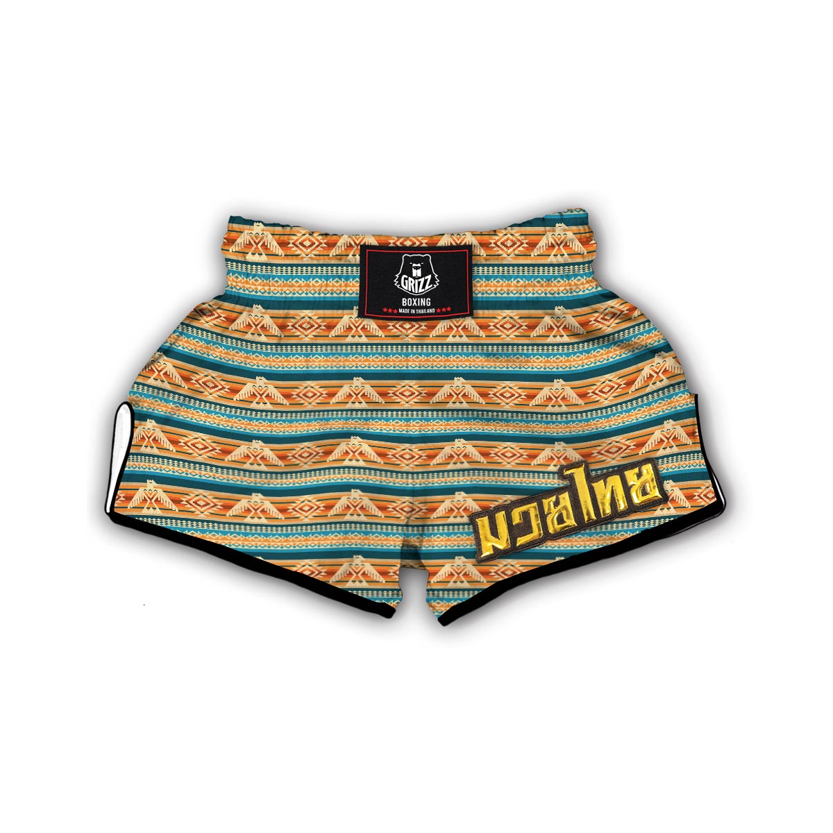 Aztec Eagle Print Pattern Muay Thai Boxing Shorts-grizzshop