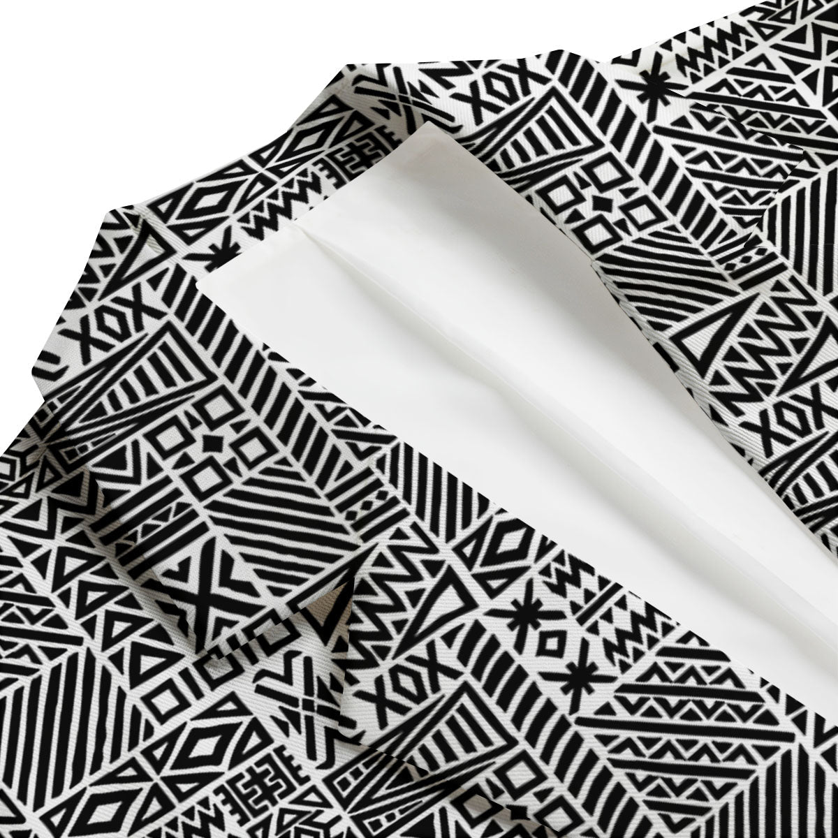 Aztec Geometric White And Black Print Men's Blazer-grizzshop