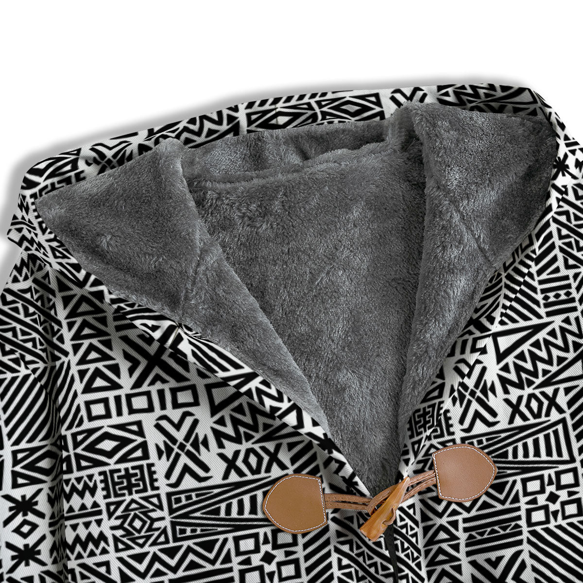Aztec Geometric White And Black Print Men's Windbreaker Jacket-grizzshop