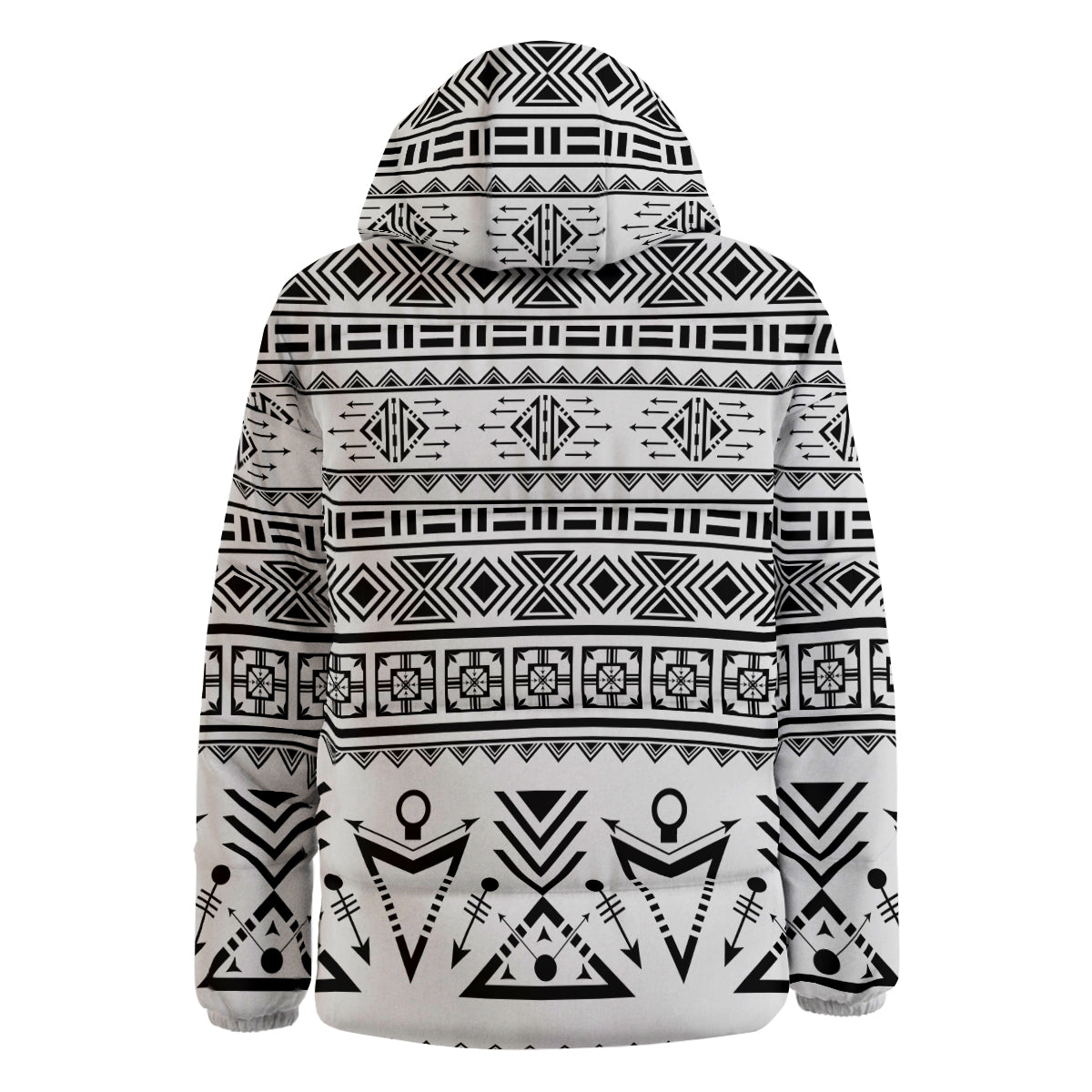 Aztec Grey And White Print Pattern Down Jacket-grizzshop