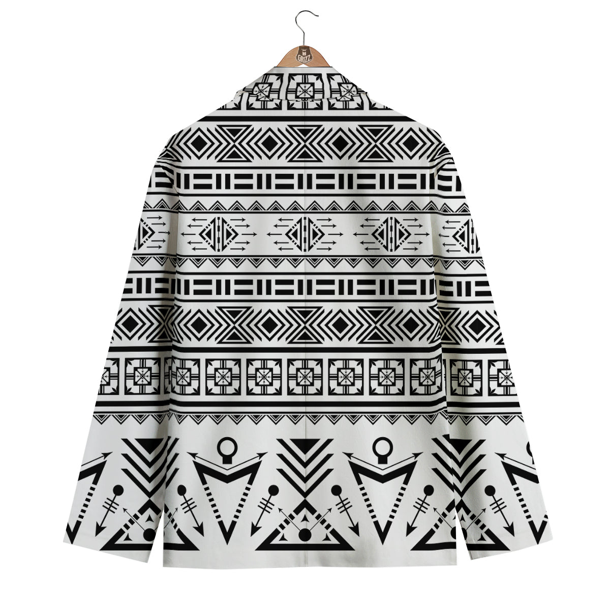Aztec Grey And White Print Pattern Men's Blazer-grizzshop