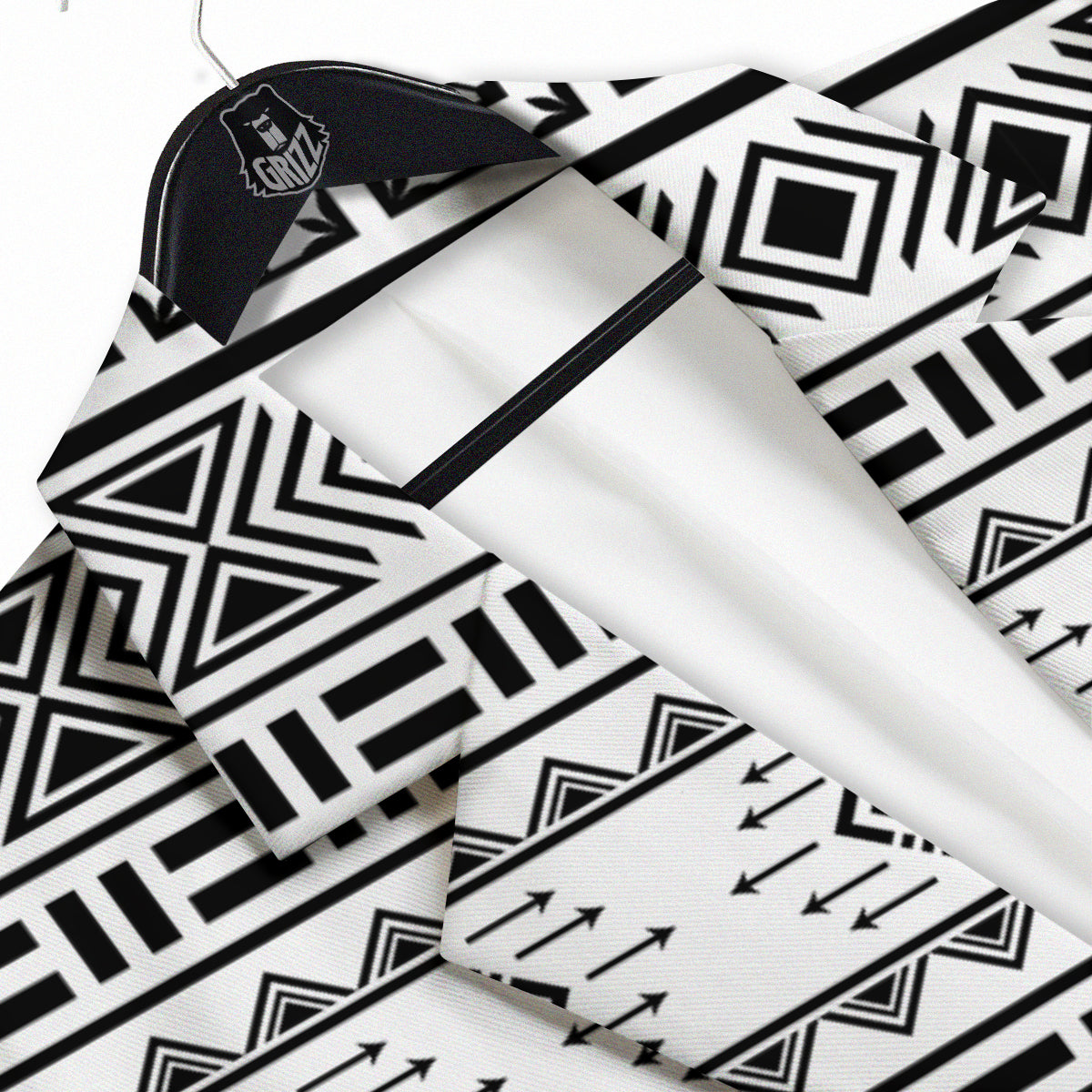 Aztec Grey And White Print Pattern Men's Sport Coat-grizzshop