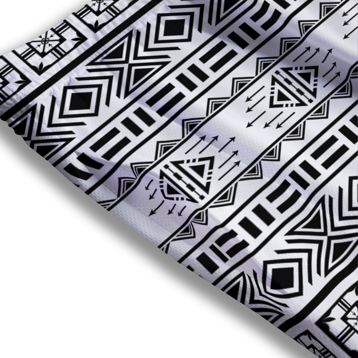 Aztec Grey And White Print Pattern Mesh Shorts