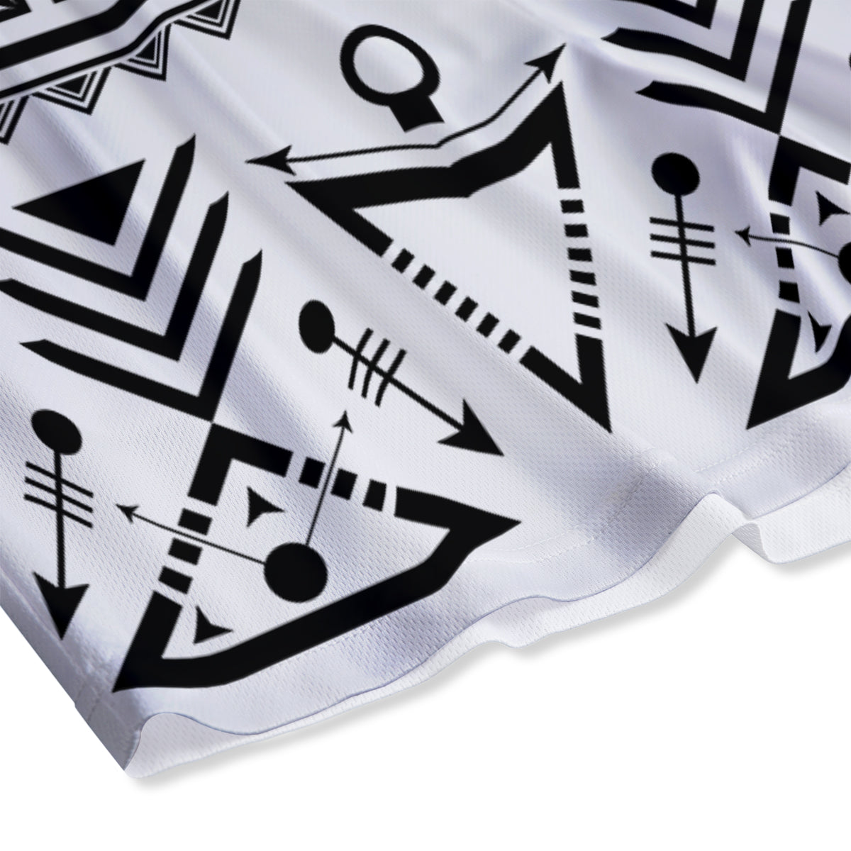 Aztec Grey And White Print Pattern Mesh Shorts