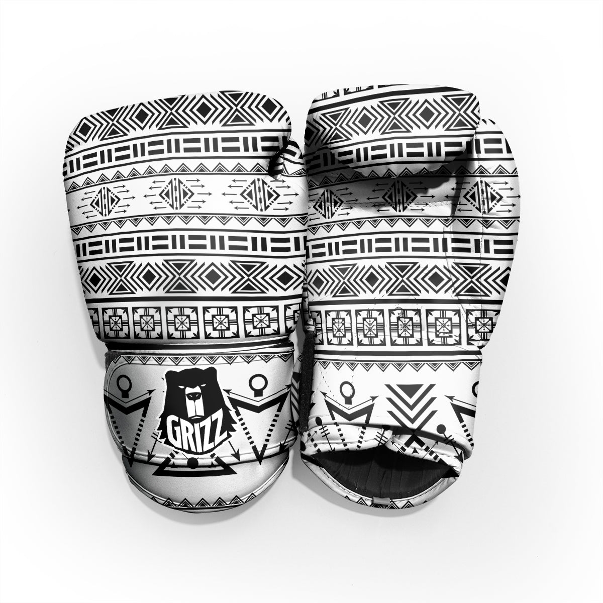 Aztec Grey And White Print Pattern Pro Boxing Glove