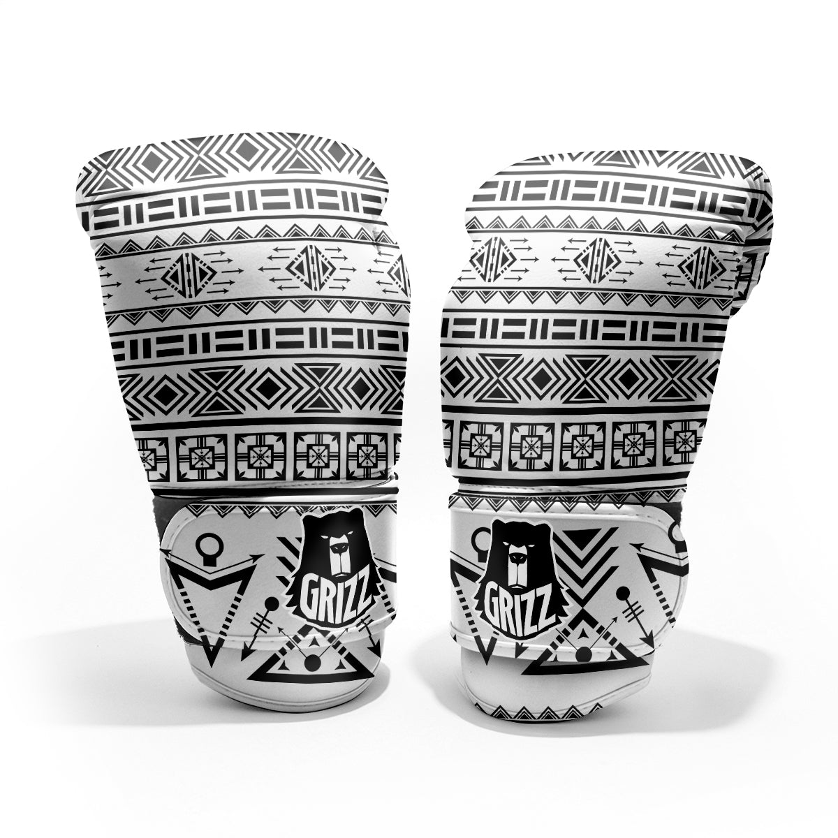 Aztec Grey And White Print Pattern Pro Boxing Glove