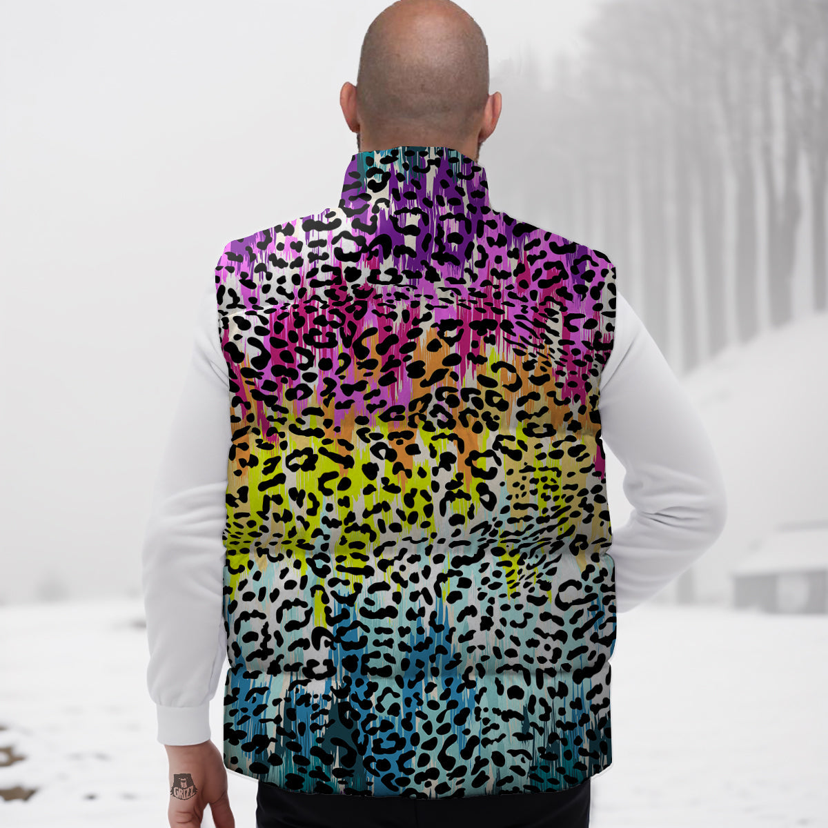 Aztec Llama Pattern Print Down Vest-grizzshop