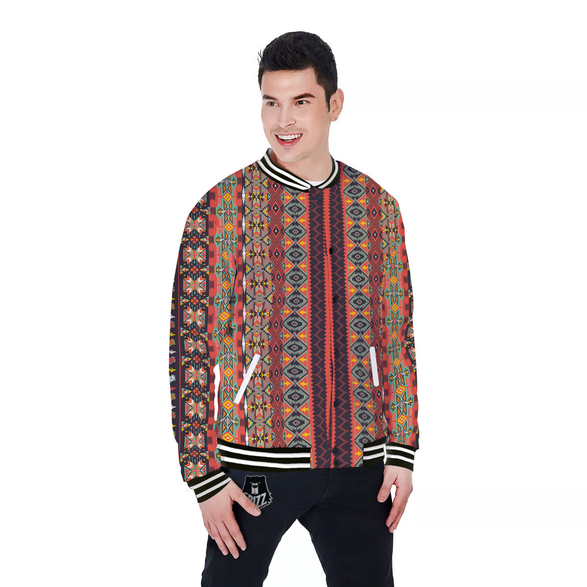 Aztec Native Tribal Print Pattern Baseball Jacket-grizzshop