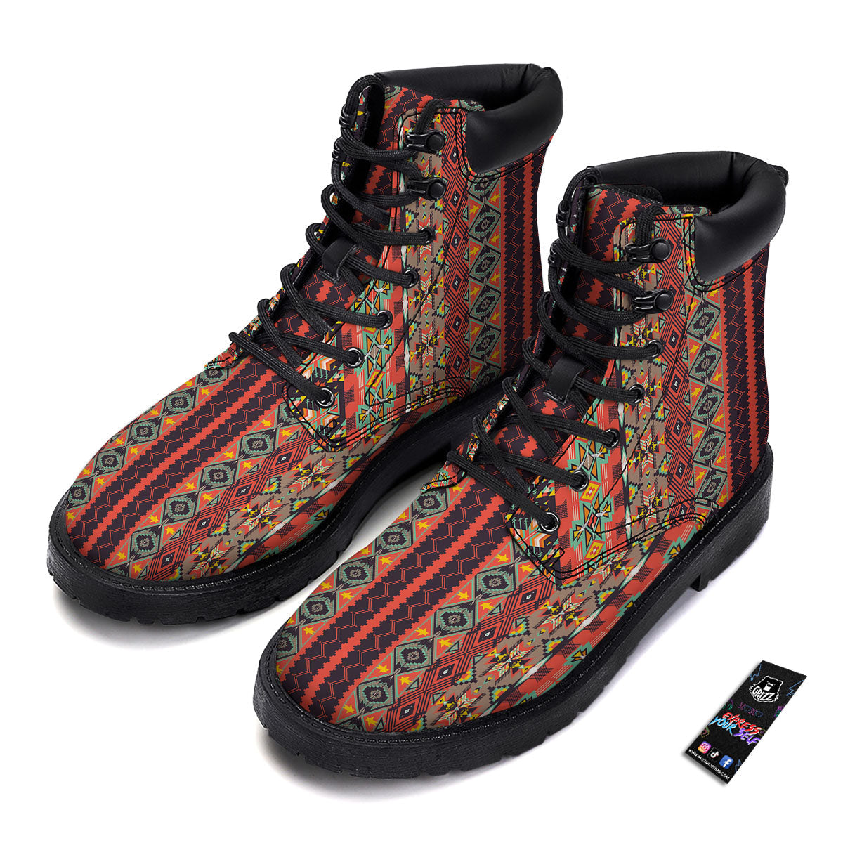 Aztec Native Tribal Print Pattern Boots-grizzshop