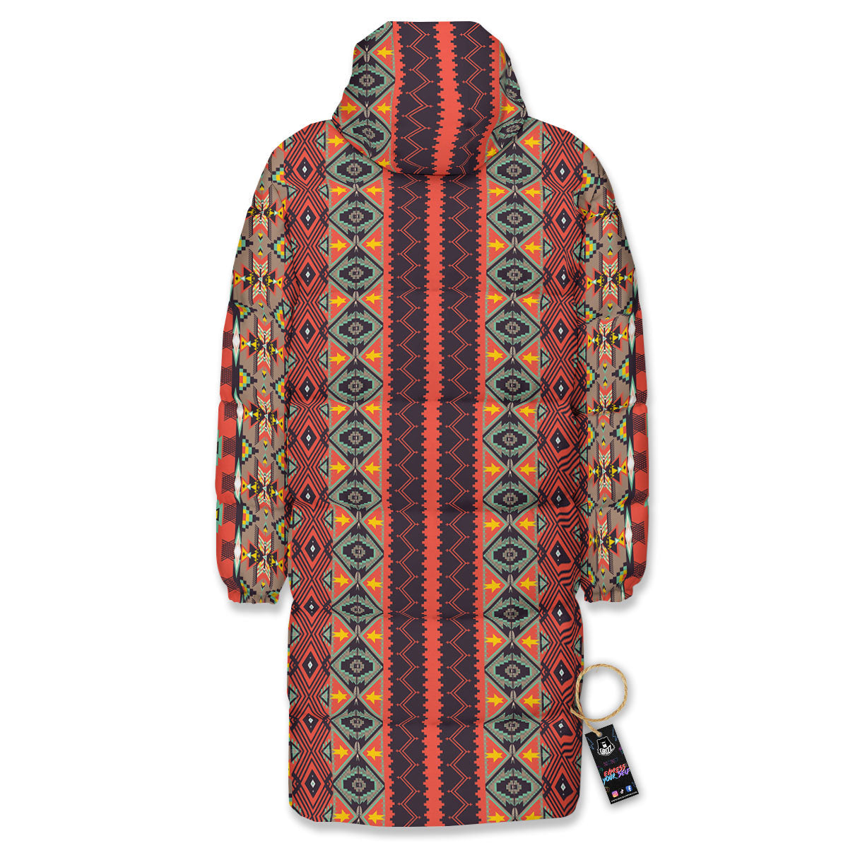 Aztec Native Tribal Print Pattern Long Down Jacket-grizzshop