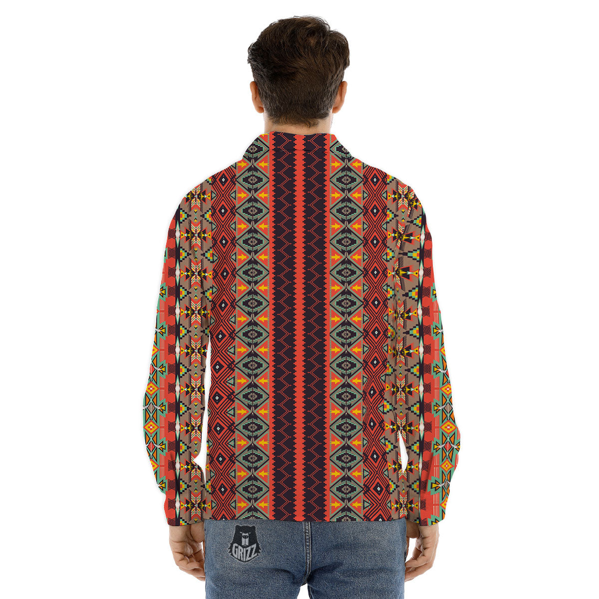 Aztec Native Tribal Print Pattern Men's Dress Shirts-grizzshop