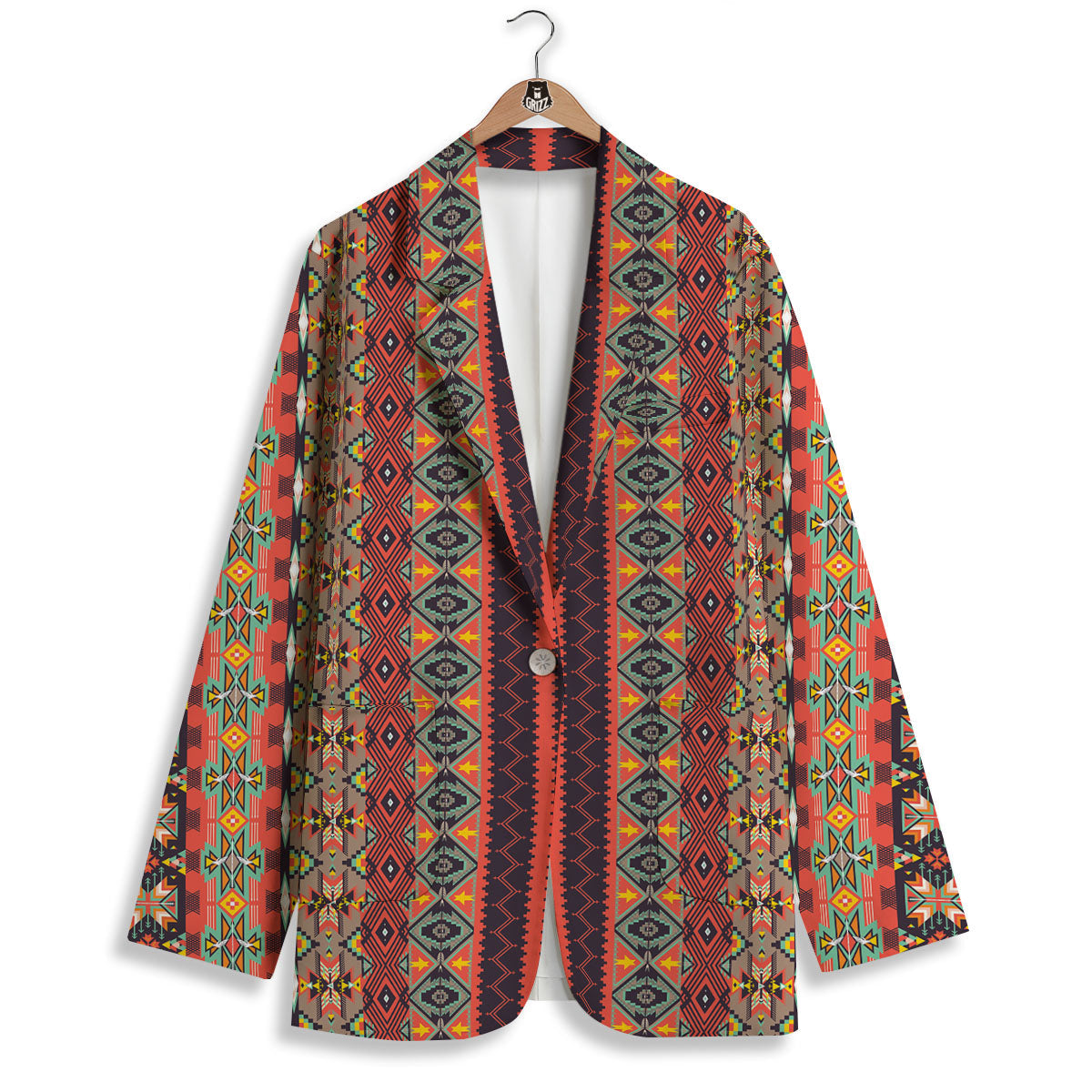 Aztec Native Tribal Print Pattern Women's Blazer-grizzshop