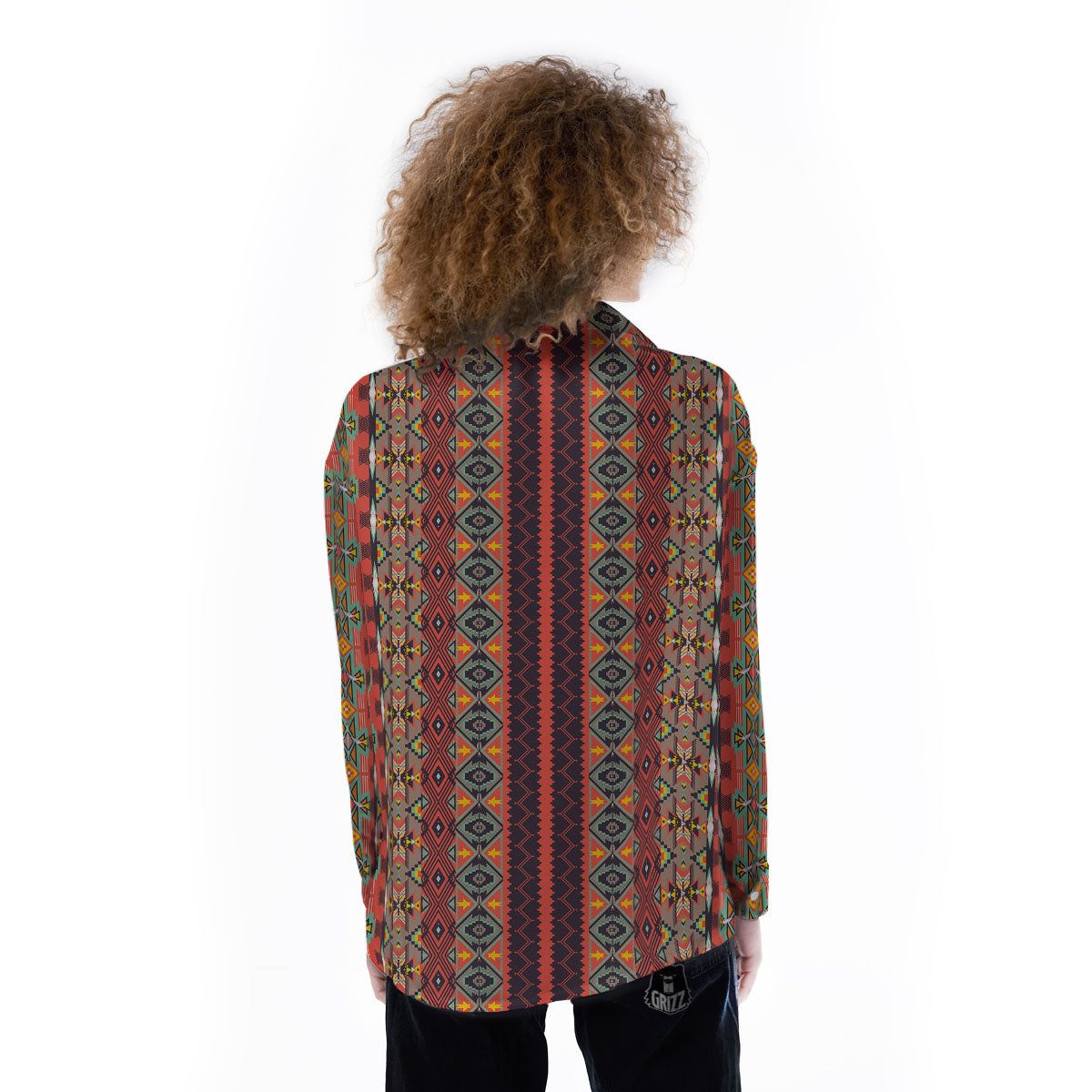 Aztec Native Tribal Print Pattern Women's Long Sleeve Shirts-grizzshop