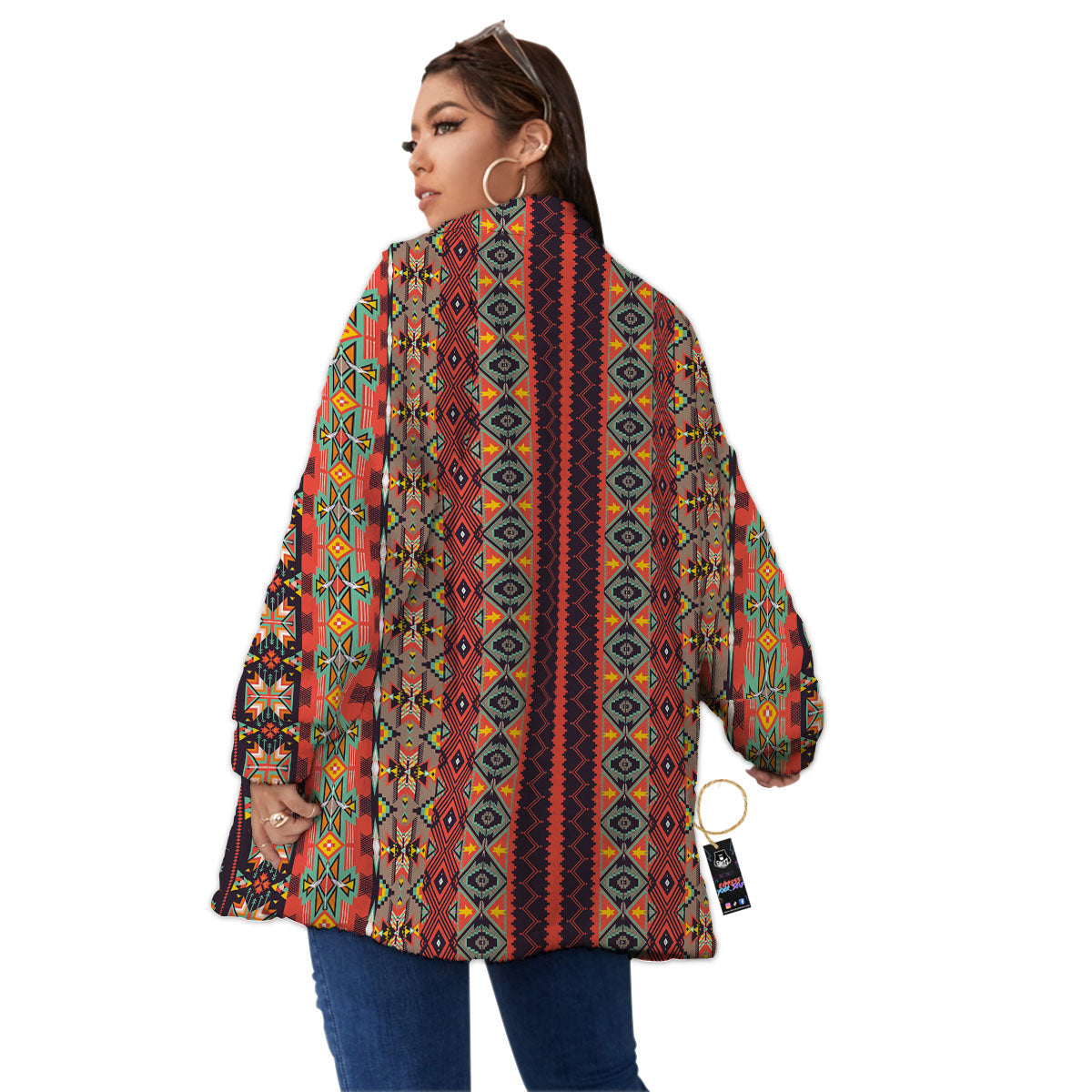 Aztec Native Tribal Print Pattern Women's Sherpa Jacket-grizzshop