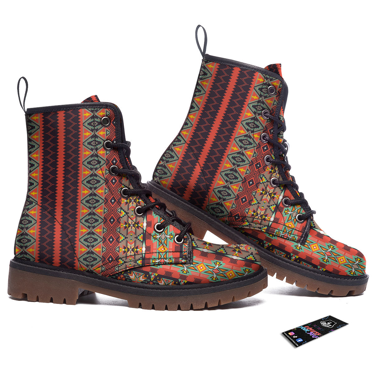 Aztec Native Tribal Print Pattern Work Boots-grizzshop