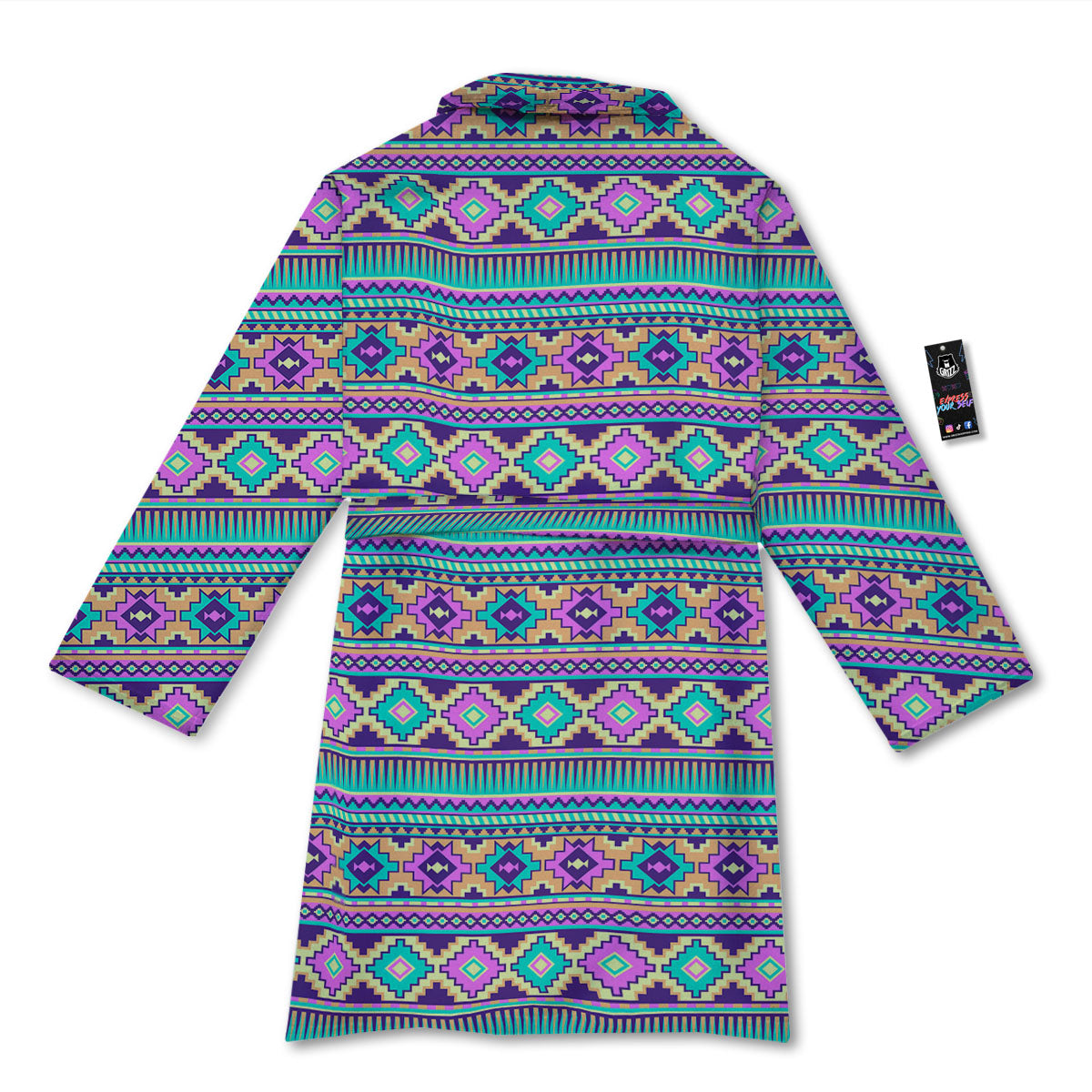 Aztec Neon Native Print Pattern Bathrobe-grizzshop