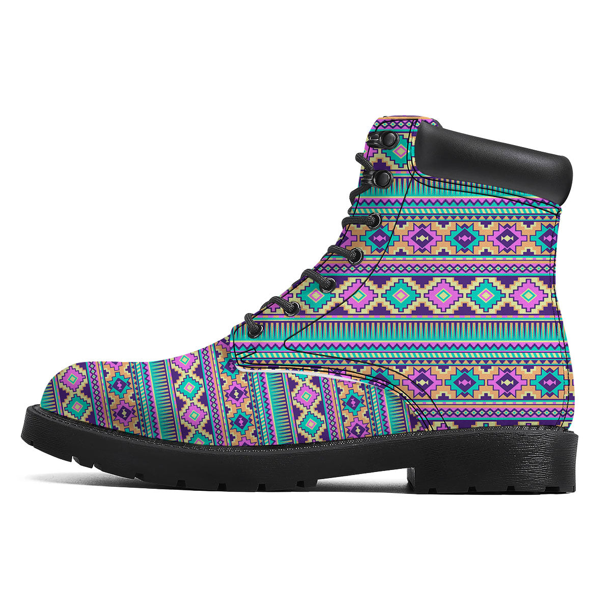Aztec Neon Native Print Pattern Boots-grizzshop
