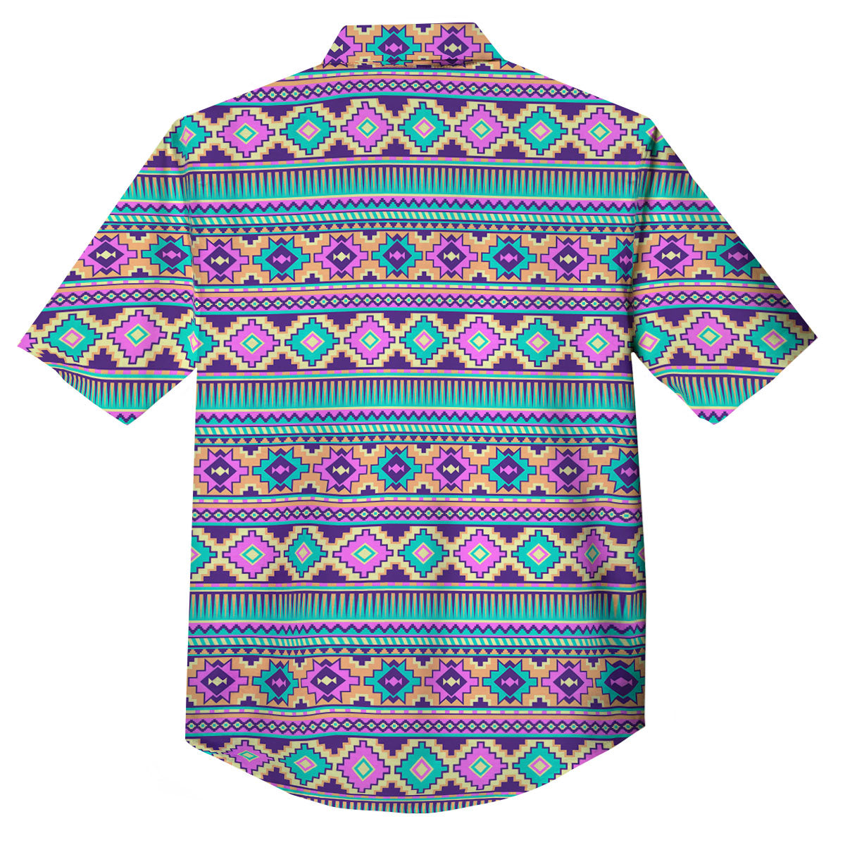 Aztec Neon Native Print Pattern Button Up Shirt-grizzshop