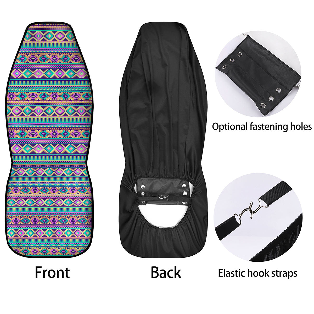 Aztec Neon Native Print Pattern Car Seat Covers-grizzshop