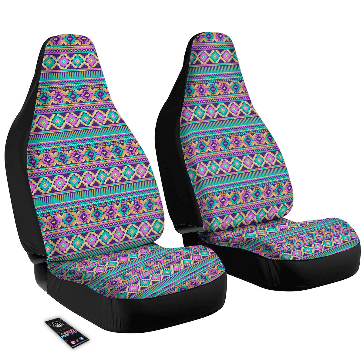 Aztec Neon Native Print Pattern Car Seat Covers-grizzshop
