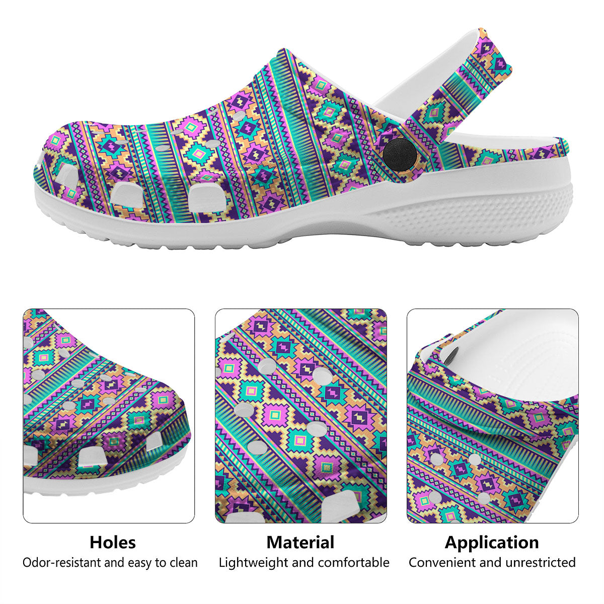 Aztec Neon Native Print Pattern Clog-grizzshop